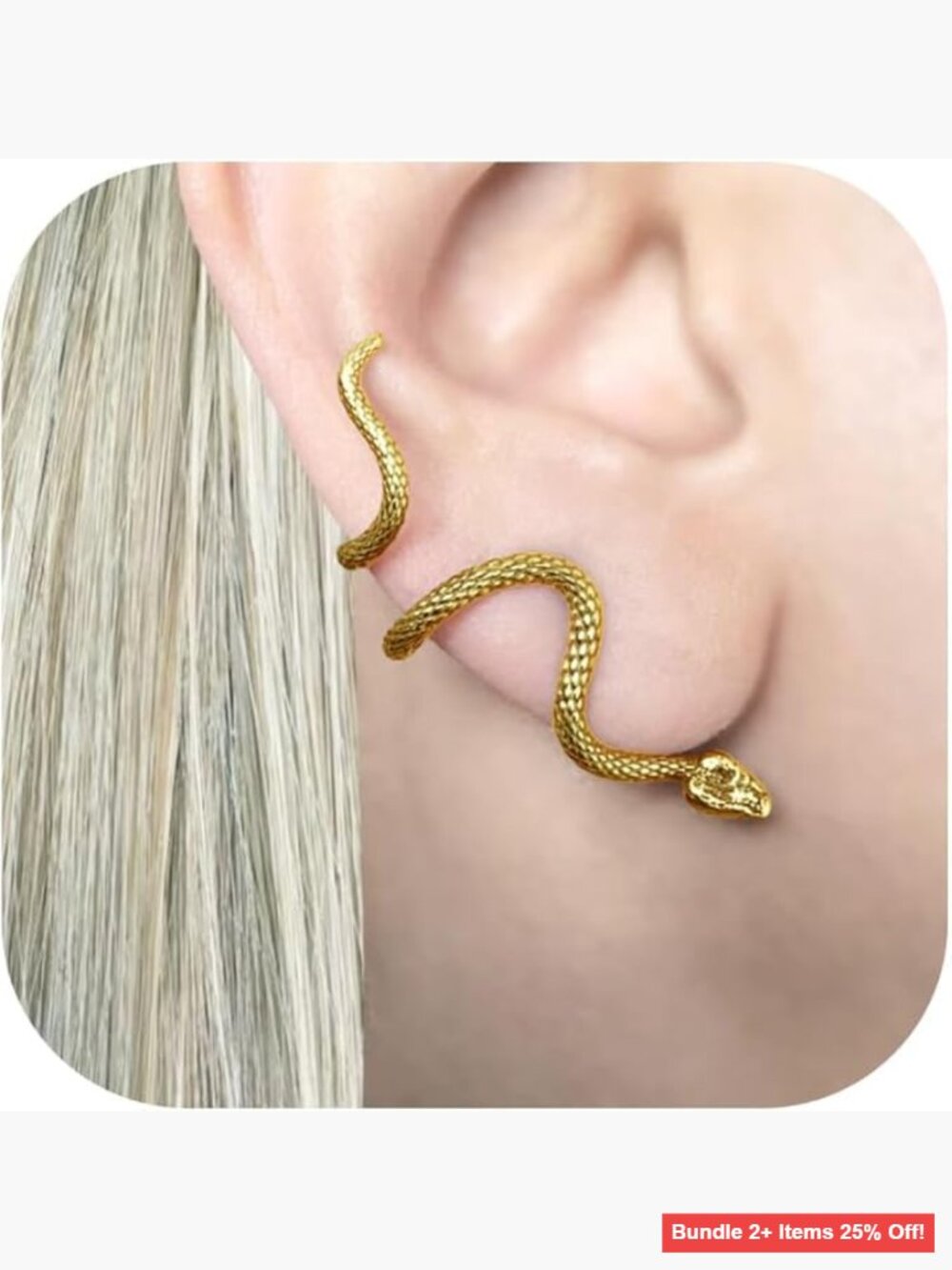 Gold Snake Stud Earrings Gothic Jewelry Halloween Costume Accessory